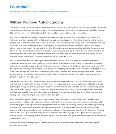 William Faulkner Autobiography