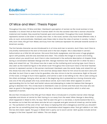 Of Mice and Men’: Thesis Paper