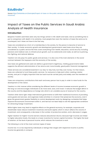 Taxes’ Impact on Public Services in Saudi Arabia