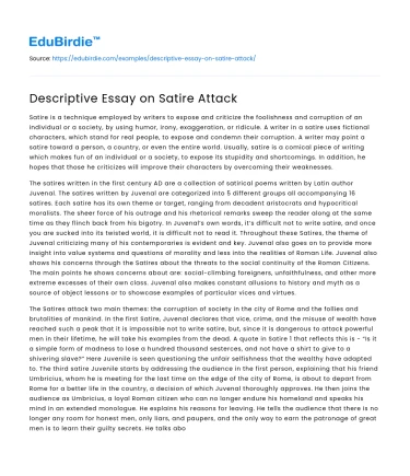 Descriptive Essay on Satire Attack