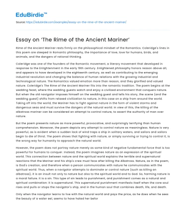 Essay on ‘The Rime of the Ancient Mariner’