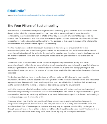 The Four Pillars of Sustainability