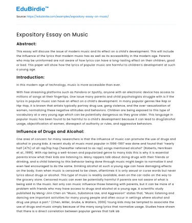 Expository Essay on Music