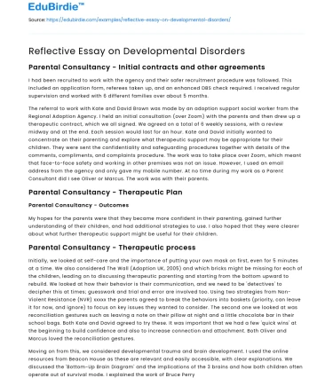 Reflective Essay on Developmental Disorders