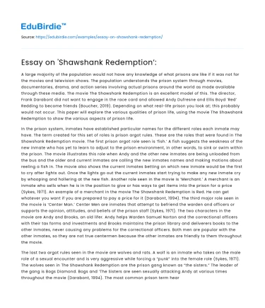 Essay on ‘Shawshank Redemption’: