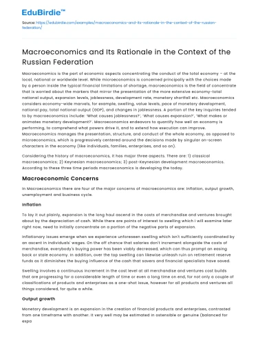 Macroeconomic Dynamics in Russia