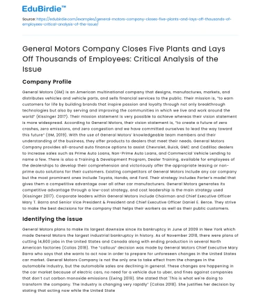 GM Closes 5 Plants, Lays Off Thousands: Critical Analysis