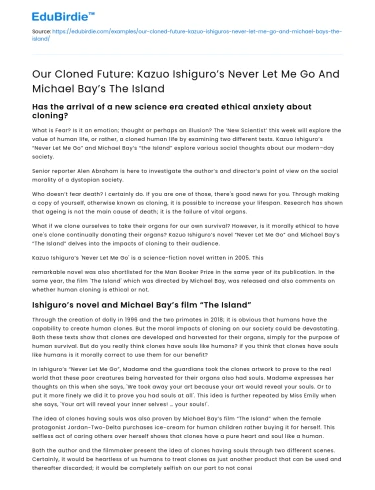 Cloned Future in Never Let Me Go and The Island