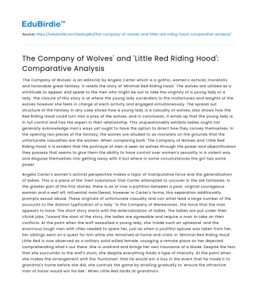 The Company of Wolves’ and ‘Little Red Riding Hood’: Comparative Analysis