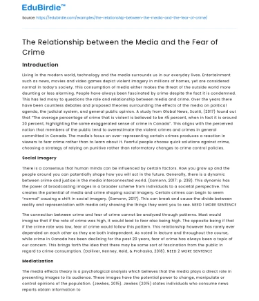 The Relationship between the Media and the Fear of Crime