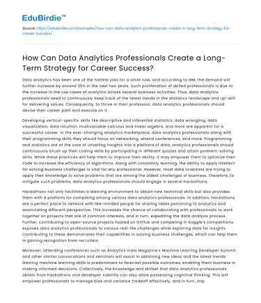 Creating Long-Term Career Success in Data Analytics