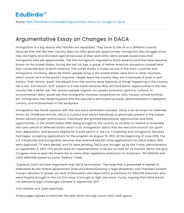 Argumentative Essay on Changes in DACA