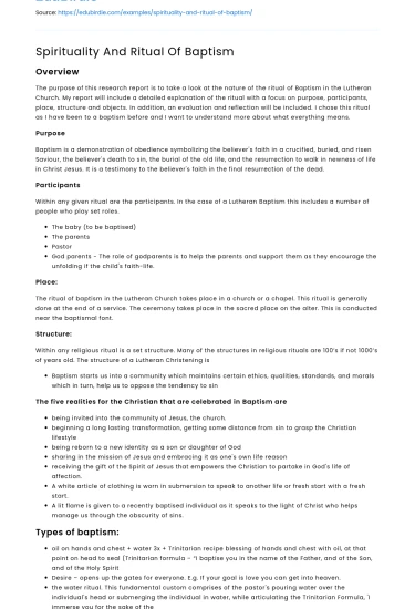 Spirituality And Ritual Of Baptism