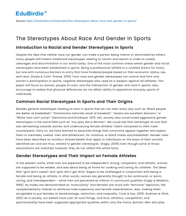 The Stereotypes About Race And Gender In Sports