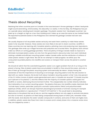 Thesis about Recycling