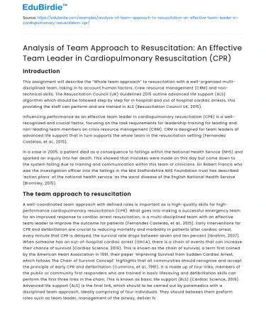 Effective Team Leader in CPR Resuscitation