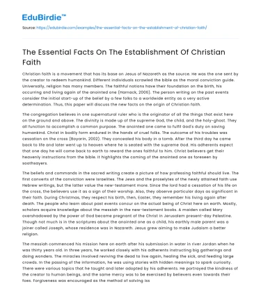 The Essential Facts On The Establishment Of Christian Faith