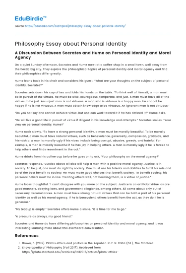 Philosophy Essay about Personal Identity