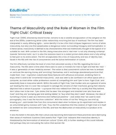 Masculinity and Women in ‘Fight Club’