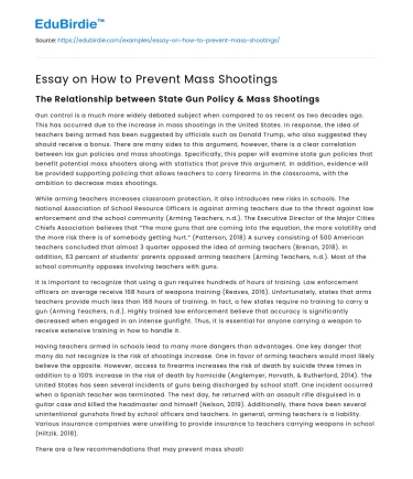 Essay on How to Prevent Mass Shootings