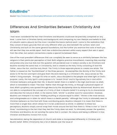 Differences And Similarities Between Christianity And Islam