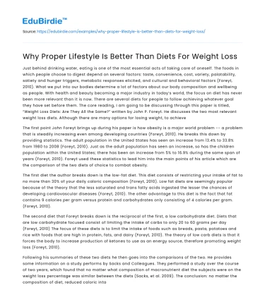 Why Proper Lifestyle Is Better Than Diets For Weight Loss