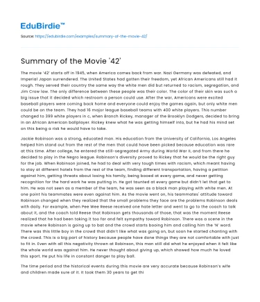 Summary of the Movie ’42’