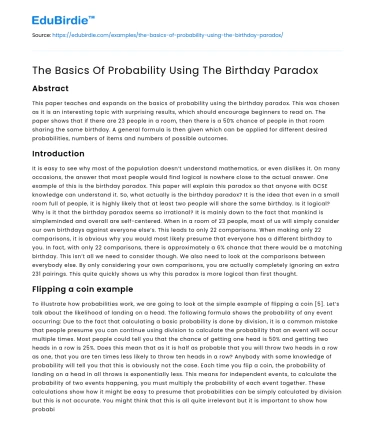 The Basics Of Probability Using The Birthday Paradox