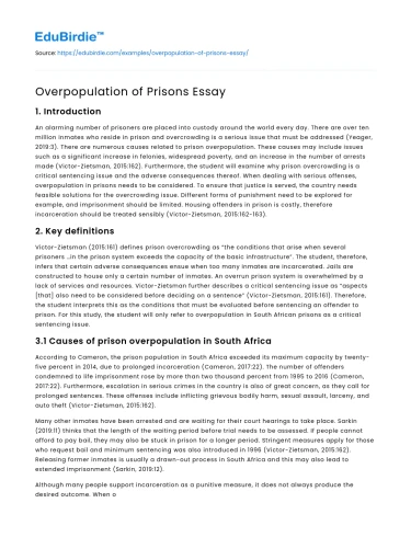 Overpopulation of Prisons Essay