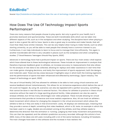 How Does The Use Of Technology Impact Sports Performance?