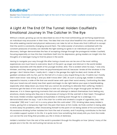 Holden Caulfield’s Emotional Journey in The Catcher in the Rye