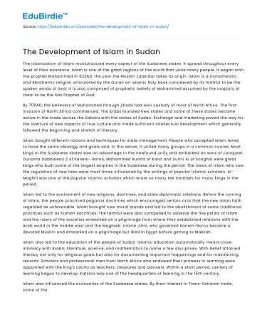 The Development of Islam in Sudan