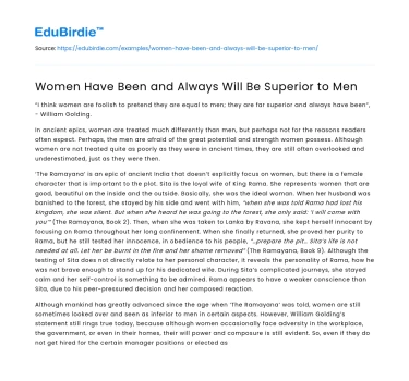 Women Have Been and Always Will Be Superior to Men