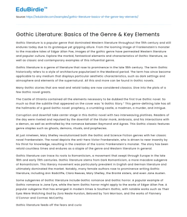 Gothic Literature: Basics of the Genre & Key Elements