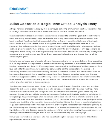 Julius Caesar as a Tragic Hero: Critical Analysis Essay