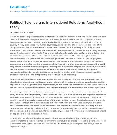 Interplay of Politics and Global Relations