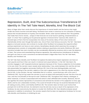 Repression, Guilt, and Identity Transfer in Poe’s Stories