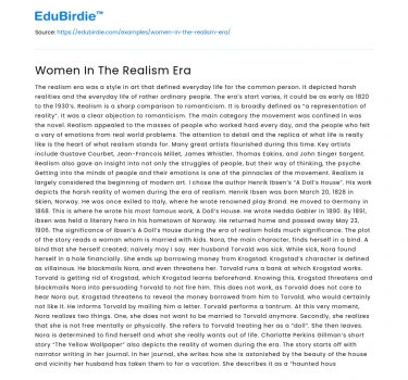 Women In The Realism Era