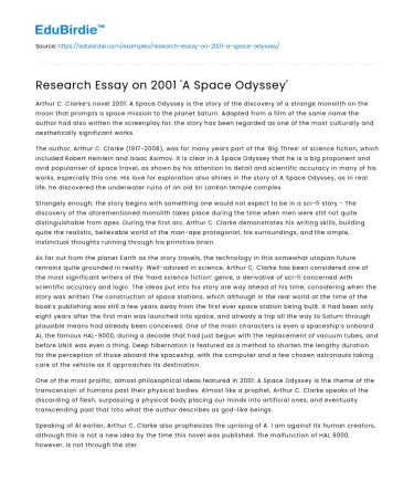 Research Essay on 2001 ‘A Space Odyssey’