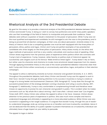 Rhetorical Analysis of the 3rd Presidential Debate
