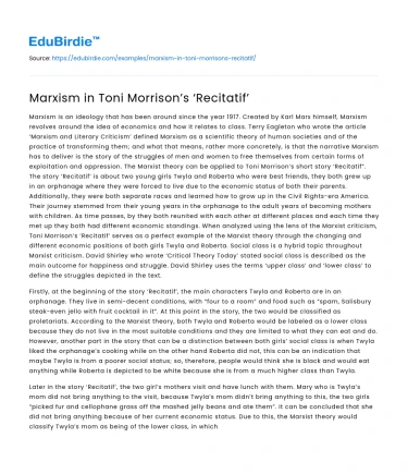 Marxism in Toni Morrison’s ‘Recitatif’