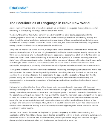 The Peculiarities of Language in Brave New World