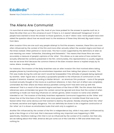 The Aliens Are Communist