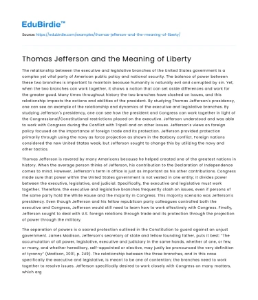 Thomas Jefferson and the Meaning of Liberty