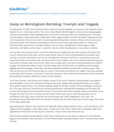 Essay on Birmingham Bombing: Triumph and Tragedy