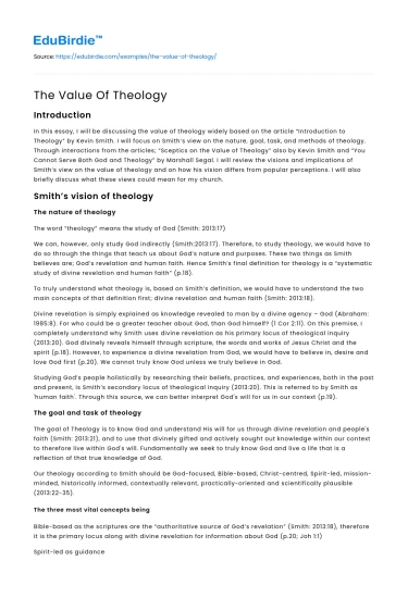 The Value Of Theology