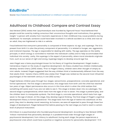 Adulthood Vs Childhood: Compare and Contrast Essay