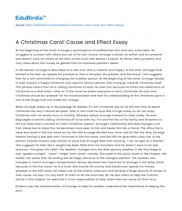 A Christmas Carol’ Cause and Effect Essay