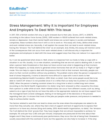 Importance of Stress Management for Employees and Employers