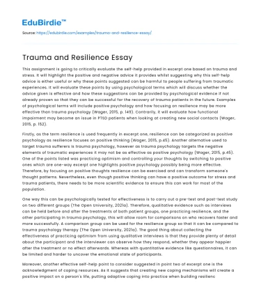Trauma and Resilience Essay